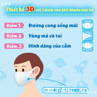 Khẩu trang y tế 3d mask kids UNICHARM nhật bản lọc bụi mịn chống nắng và tia uv cho bé túi 5 cái