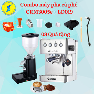  Combo máy pha cà phê Gemilai CRM3005e và máy xay cafe espresso LD 019 