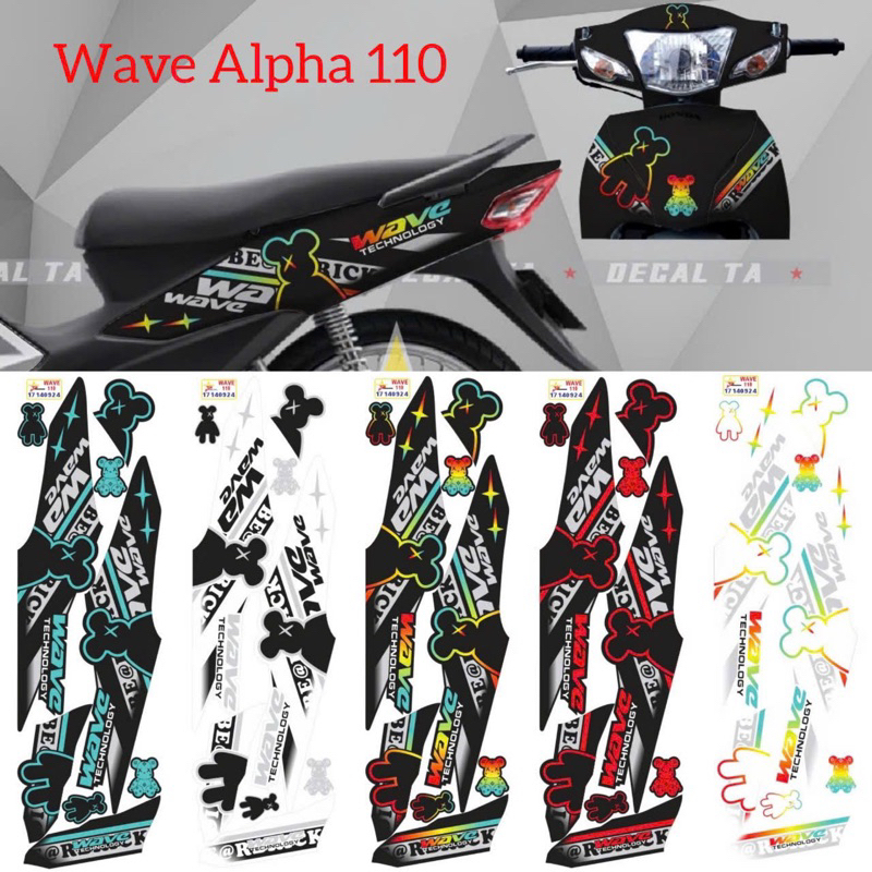 Tem xe Wave Alpha 110 mẫu Gấu Bearbrick,tem 4 lớp chống nước