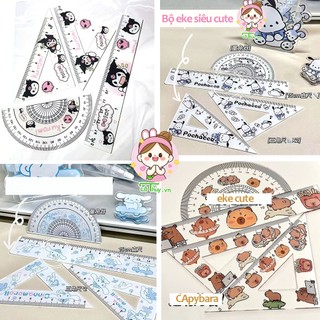 Bộ 4 Thước Kẻ Êke Thước Góc Sanrio Capybara Shyn CAPY Đa Năng Học Tập Quà Tặng Dễ Thương