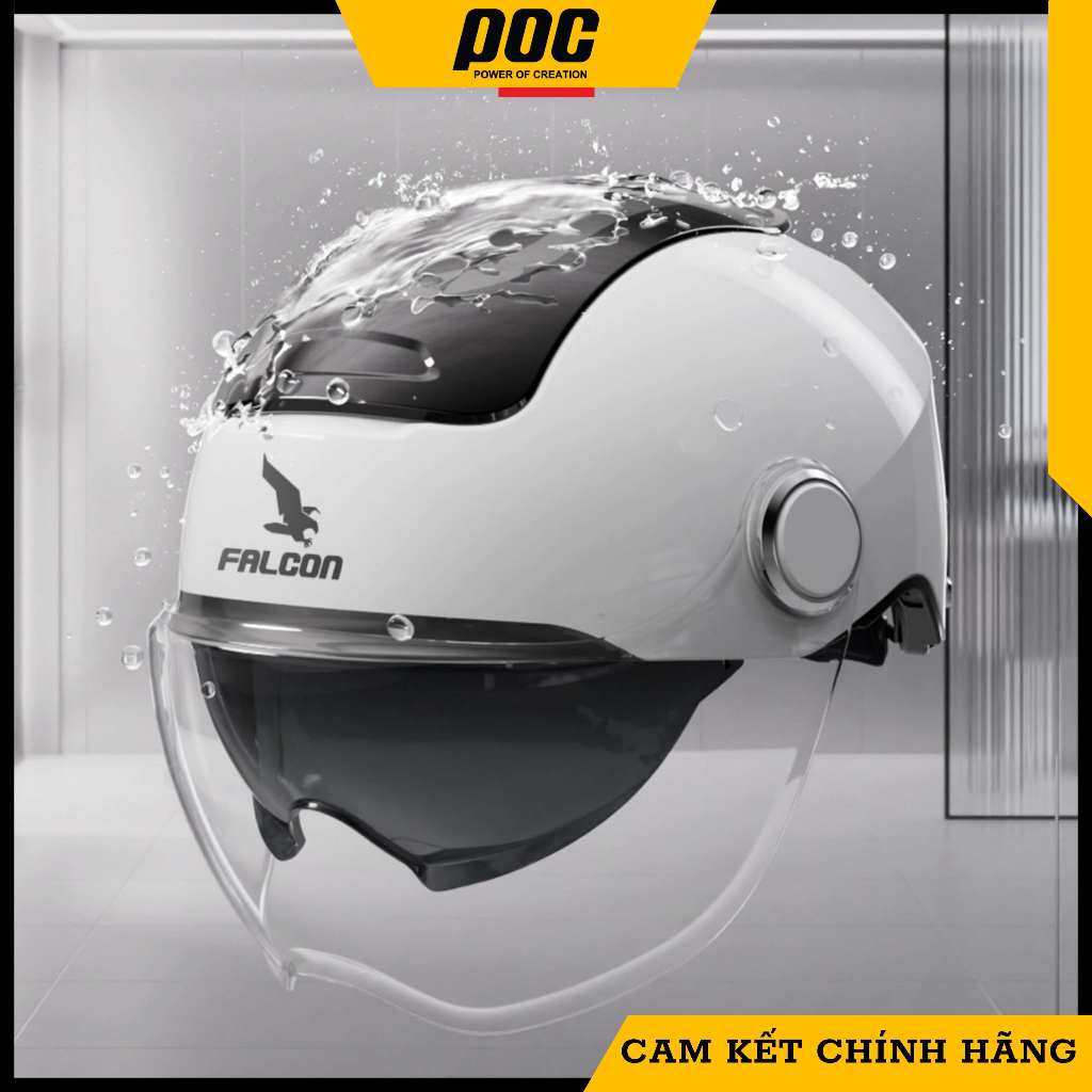 [Hỏa Tốc HCM] Nón Bảo Hiểm Nữa Đầu 2 Kính Falcon Bee CHÍNH HÃNG