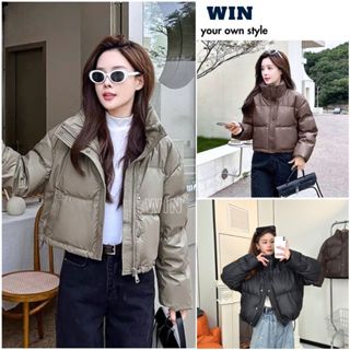 Áo Phao Nữ Dáng Ngắn Không Mũ, Áo Khoác Phao Béo Nữ Chất Da Ấm Ap Mùa Đông