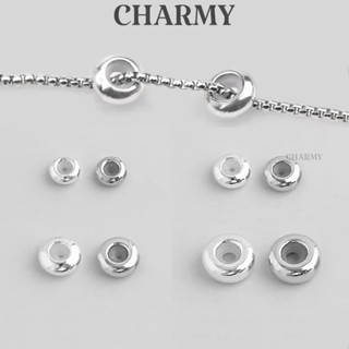  Charm bạc tròn dẹp chặn C003 có lõi silicon Bạc 925 Cao Cấp - Phụ kiện làm vòng tay vòng cổ DIY - Charmy 
