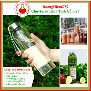 [LOẠI 1 - GIÁ HỦY DIỆT] Bình Nước Thủy Tinh, Chai Detox Có Dây Xách 500ml, 300ml - Duonghieu6789