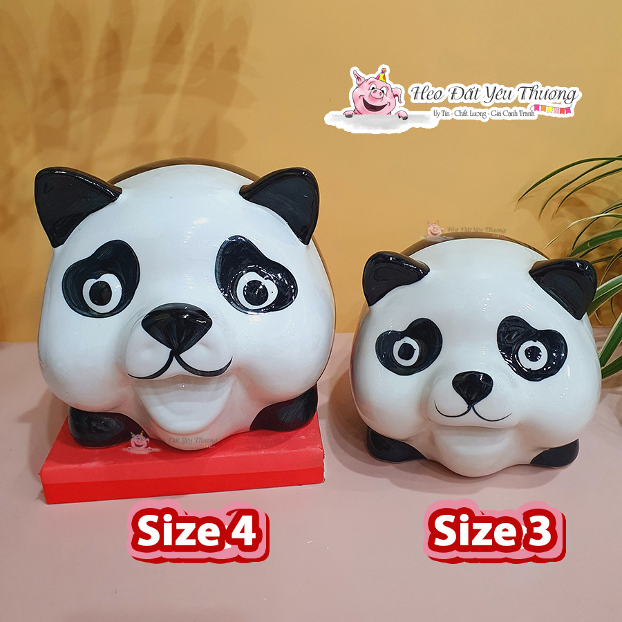 Gấu trúc tiết kiệm gốm sứ ống heo đất, lợn đất đựng tiền ( size 3 và size 4) trang trí, quà tặng, decor