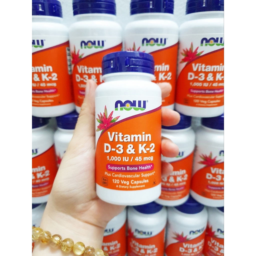 date 2/27 - Viên uống Vitamin D3 K2 (1.000IU/45mcg) hãng Now từ Mỹ chai 120 viên