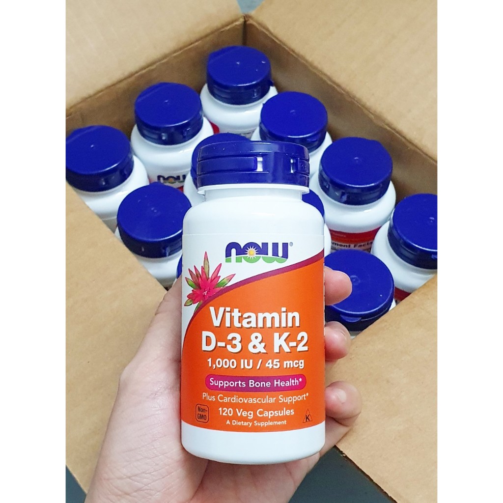date 2/27 - Viên uống Vitamin D3 K2 (1.000IU/45mcg) hãng Now từ Mỹ chai 120 viên