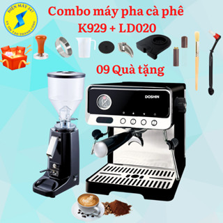 COMBO Máy pha cà phê DOSHIN K929 và máy xay cà phê LD020 - Chuẩn vị Espresso - Mới 100%
