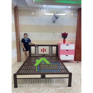 Giường sắt kiểu gỗ 1m4 x 2m