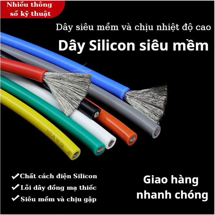 Dây silicon siêu mềm (1m) 4 AWG 6 AWG 8 AWG 10 AWG chịu nhiệt độ cao dây nối nguồn dây dây cấp nguồn