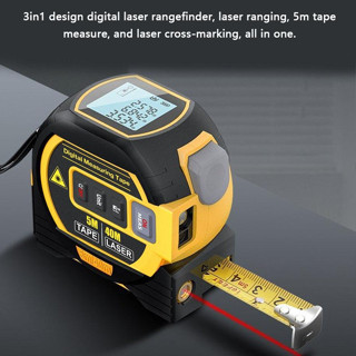 Thước Dây Laser Đo Khoảng Cách 3 Trong 1 5m Có Màn Hình LCD