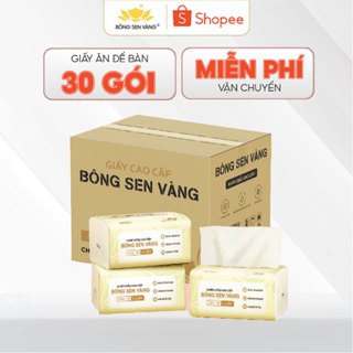 Giấy ăn cao cấp Bông Sen Vàng 4 lớp mềm mịn, an toàn, tiện lợi.