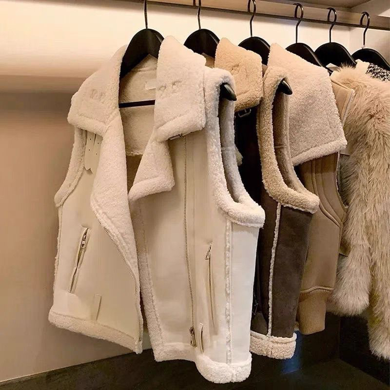 【ẢNH THẬT shop-Sẵn nâu】Áo Khoác gile nữ lót lông ấm, áo khoác gile lót lông siêu ấm dáng xinh