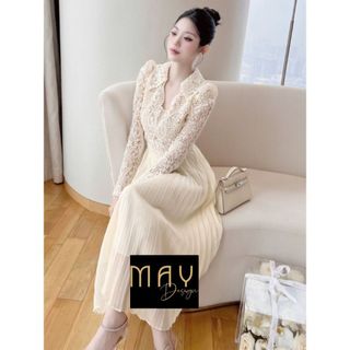 Váy Ren Nữ Dài Dự Tiệc Thiết Kế MAY CH174 Màu Kem Sáng Da – Đầm Nữ Dự tiệc Sang Trọng Chuẩn MAY