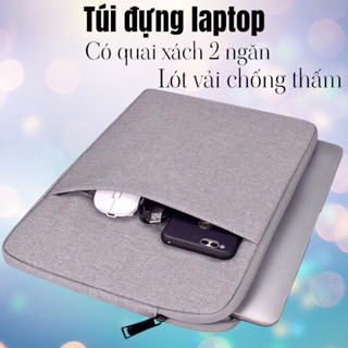 Túi đựng laptop chống sốc túi xách máy tính có quai 2 ngăn màu xám chống nước 13inch 14inch 15.6inch nam nữ