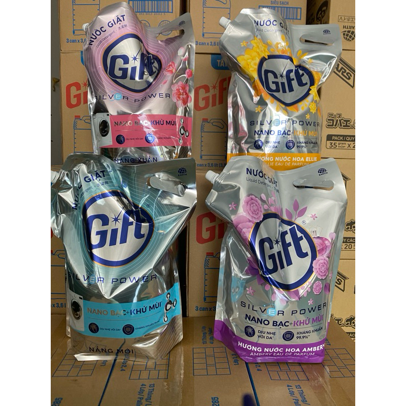 Nước giặt Gift khử mùi nhiều mùi hương túi 3.6kg