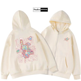 Áo Hoodie Zip, Áo Khoác Nam Nữ Unisex By PEABOO Mã HZ Live Will Chất Nỉ Bông Form Rộng Mũ 2 Lớp