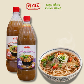 Combo 2 chai nước cốt Phở Bò-Bún Bò Huế Vị Gia 1kg dễ pha chế,sử dụng tại nhà