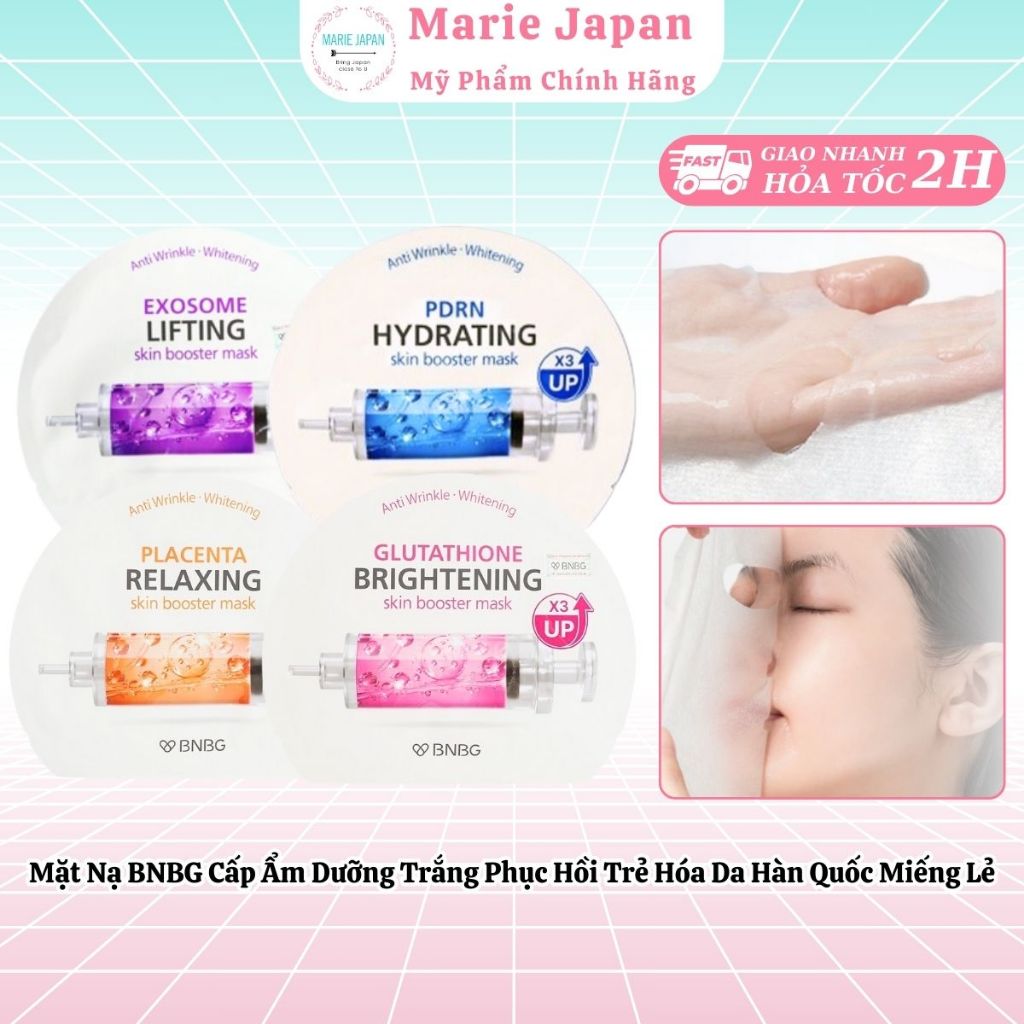 [1 MIẾNG LẺ]  Mặt Nạ BNBG Placenta Skin Booster Mask Cấp Ẩm Dưỡng Trắng Phục Hồi Trẻ Hóa Da Hàn Quốc