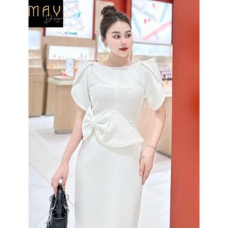 Váy Trắng Nữ Dài Dự Tiệc Thiết Kế MAY O30 Chất Liệu Trượt Dior Tặng Tag Đá – Đầm Nữ Dự tiệc Sang Trọng Chuẩn MAY