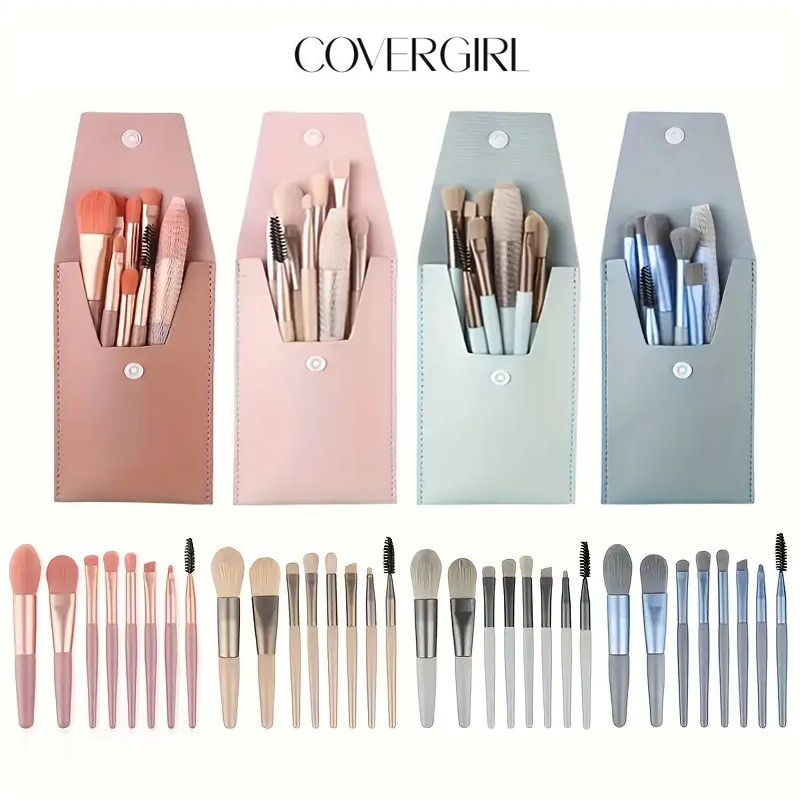COVERGIRL - 8 cây cọ trang điểm mini đa năng, tiện lợi, đóng túi zip - COVERGIRL