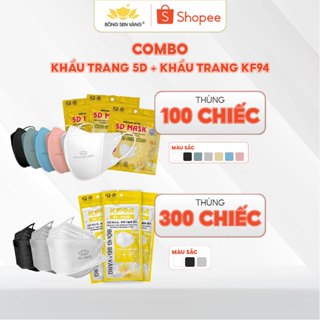 Combo 300C KF94 + 100C 5D Khẩu Trang Bông Sen Vàng