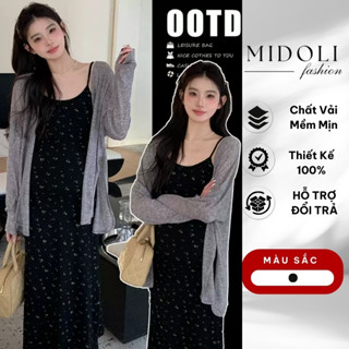 Set Váy Bầu Kèm Áo Cardigan Thu Đông Dáng Suông Dài Hoa Nhí Đi Công Sở Mẫu Mới Trend 2025 MADORA