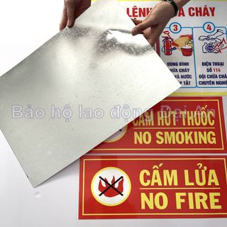 Bảng cấm lửa, cấm hút thuốc chất liệu decal cán tôn bạc
