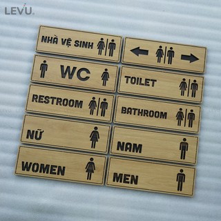  10 Mẫu bảng WC Toilet bằng Gỗ cao cấp LEVU-TL29 dán cửa nhà vệ sinh có sẵn keo 