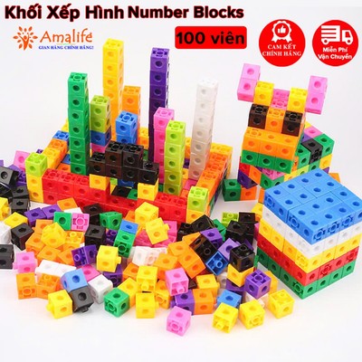 Bộ Đồ Chơi Xếp Hình Thông Minh Number Blocks Hình Vuông 100 Viên Nhựa PP Cao Cấp Chính Hãng Amalife
