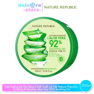 Gel Dưỡng Da Đa Năng Chiết Xuất Lô Hội Nature Republic Soothing & Moisture Aloe Vera 92% Soothing Gel 300ml