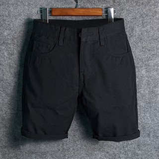 Quần Short Jean Nam Đen Trơn Form Thoải Mái