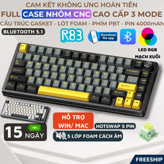 Bàn Phím Cơ Bluetooth Full Case Nhôm CNC Dark Alien R83 Led RGB 3 Mode Lime Switch HOTSWAP 5 PIN