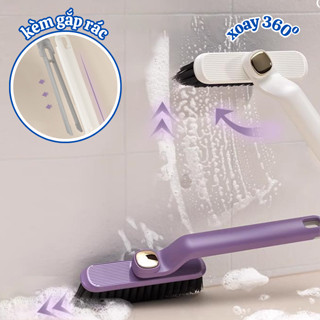 Bàn Chải, Chổi Chà Sàn Nhà Tắm Xoay 360 Độ Đa Chức Năng, Chổi Cọ Sàn Tích Hợp Kẹp Gắp Rác 2 Trong 1. (K34)