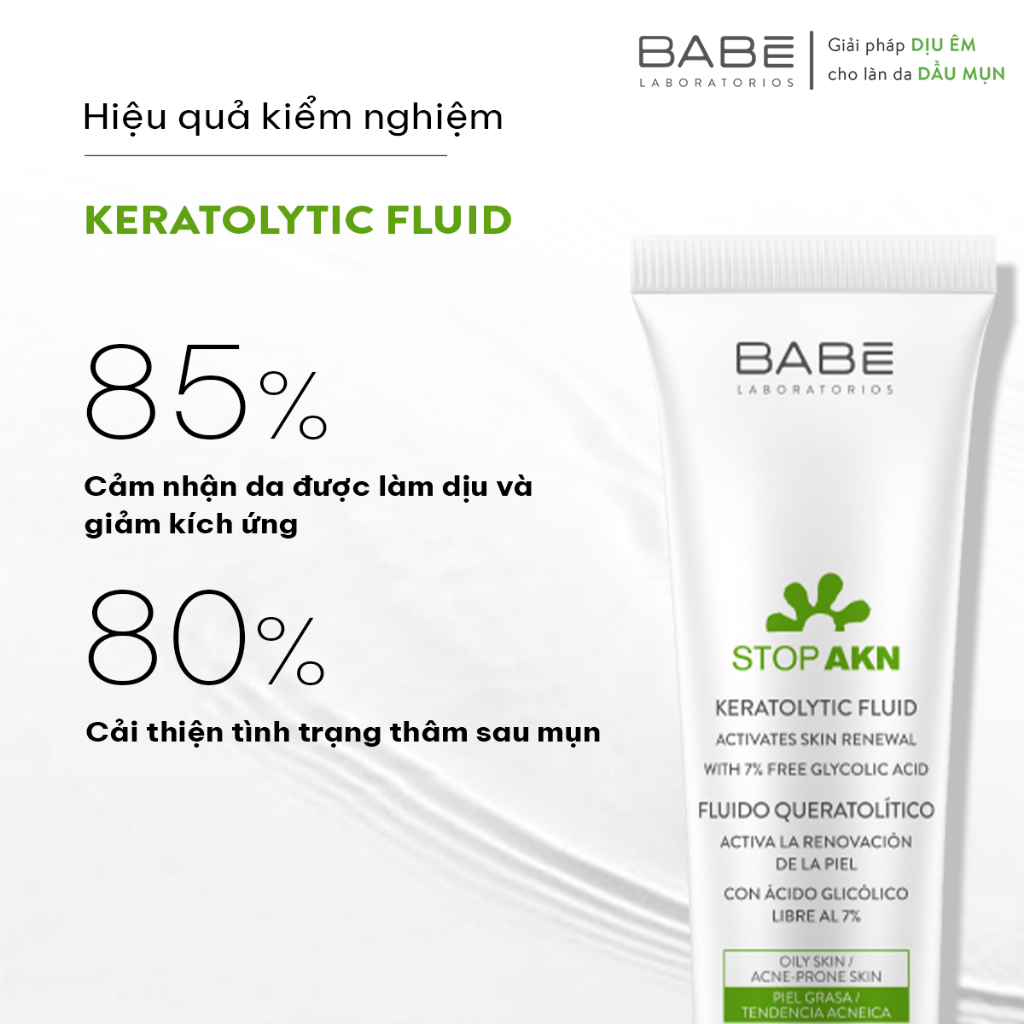 Tẩy Tế Bào Chết BABE Chuyên Sâu Cho Da Dầu Mụn BABE Stop AKN Keratolytic Fluid 30ml - Dr Thêm