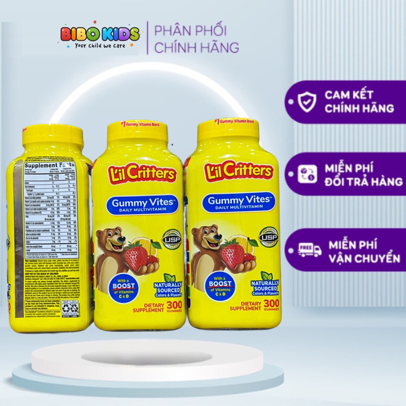 Kẹo Dẻo Bổ Sung Vitamin L'il Critters Gummy Vites Complete Multivitamin mẫu mới 300 viên