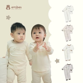 Bộ Dài Tay Cho Bé Embes Friends, Bộ Thu Đông Dài Tay Chất Tăm Mềm Mịn Cho Bé Trai Bé Gái Size 8-18kg