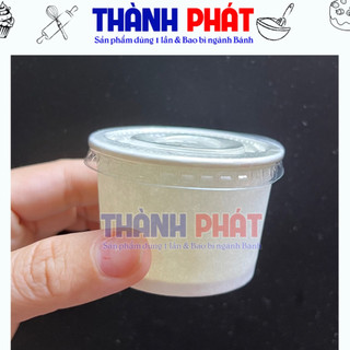 100 Hủ sốt giấy có nắp - Ly giấy sữa chua 95ml - Ly giấy nhỏ đựng topping