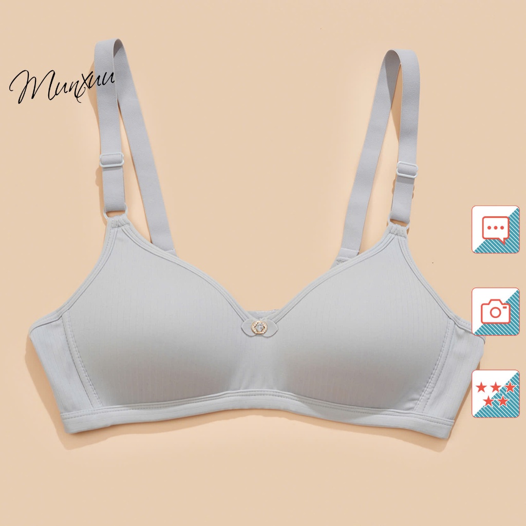 Áo lót nữ vải su đính đá không gọng MUNXUU đệm mỏng mềm mại có lỗ thông hơi thoáng mát - AV107