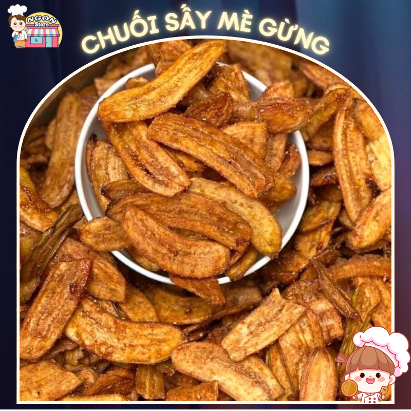 【HÀNG XỊN】Chuối Sấy Mè Gừng Loại 1 Không Vụn - Chuối Sấy Giòn - Chuối Sấy Mè Vừng NGON STORE