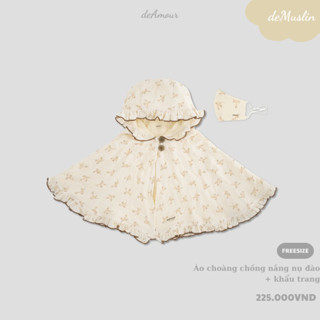 Áo Choàng Chống Nắng Cho Bé Gái deAmour Vải Muslin 2 Lớp Dệt Kép Tặng Kèm Khẩu Trang Chống Nắng