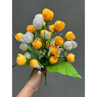 2 cụm Hoa trà hạt 32 bông - hoa giả để bàn- hoa trang trí