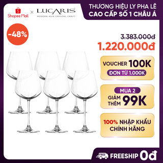 Bộ 6 Ly Uống Rượu Vang Pha Lê Cao Cấp Lucaris 485ml Nhập Khẩu Chính Hãng Pha Lê Không Chì - Desire S10RW17