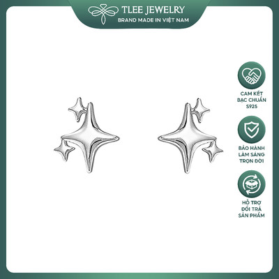 Khuyên tai bạc nữ TLEE ánh sao lấp lánh TLEEJEWELRY B0505