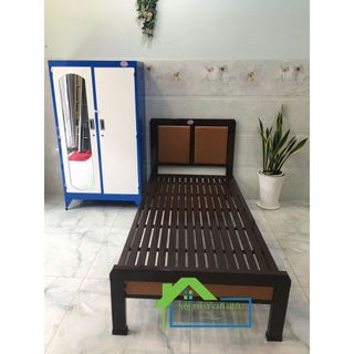 Giường sắt hộp kiểu gỗ 1m x 2m