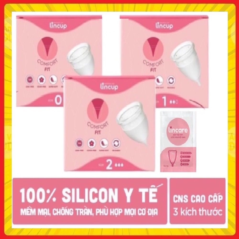 Combo Bột tiệt trùng & cốc đĩa nguyệt san (lincup lincare beucup ROSY CUP Hercup Sibell Liberty)