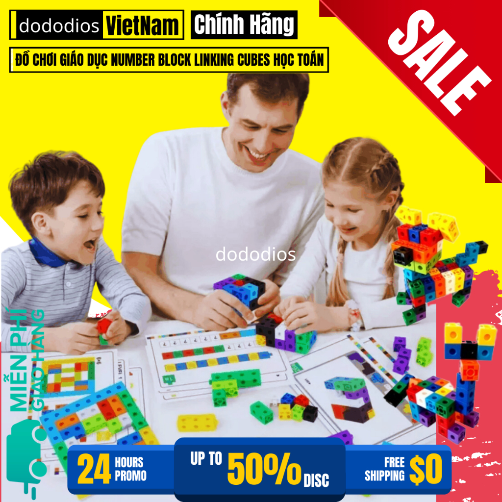 Bộ Đồ Chơi Xếp Hình Thông Minh Number Blocks Hình Vuông 100 Viên - Chính Hãng Dododios