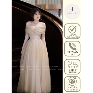 Váy nữ dự tiệc nâu be đính đá thiết kế Elpis Long Dress JOLIE LOFT, đầm dáng dài sang trọng đi chơi đi tiệc