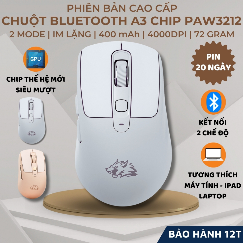 [Top Value] Chuột Không Dây Bluetooth FreeWolf X7 Pin Sạc Nút Im Lặng Chống Ồn Cho Máy Tính, Laptop,