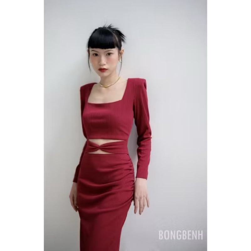 PASS ĐẦM BODY ĐỎ ĐÔ KHOÉT EO JADE DRESS